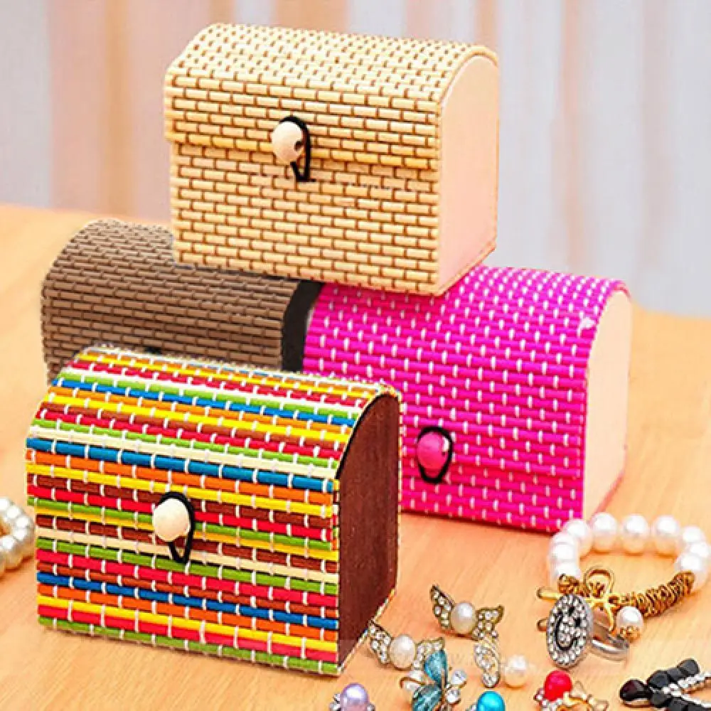 Cute Bamboo Jewelry Box Storage Organizer