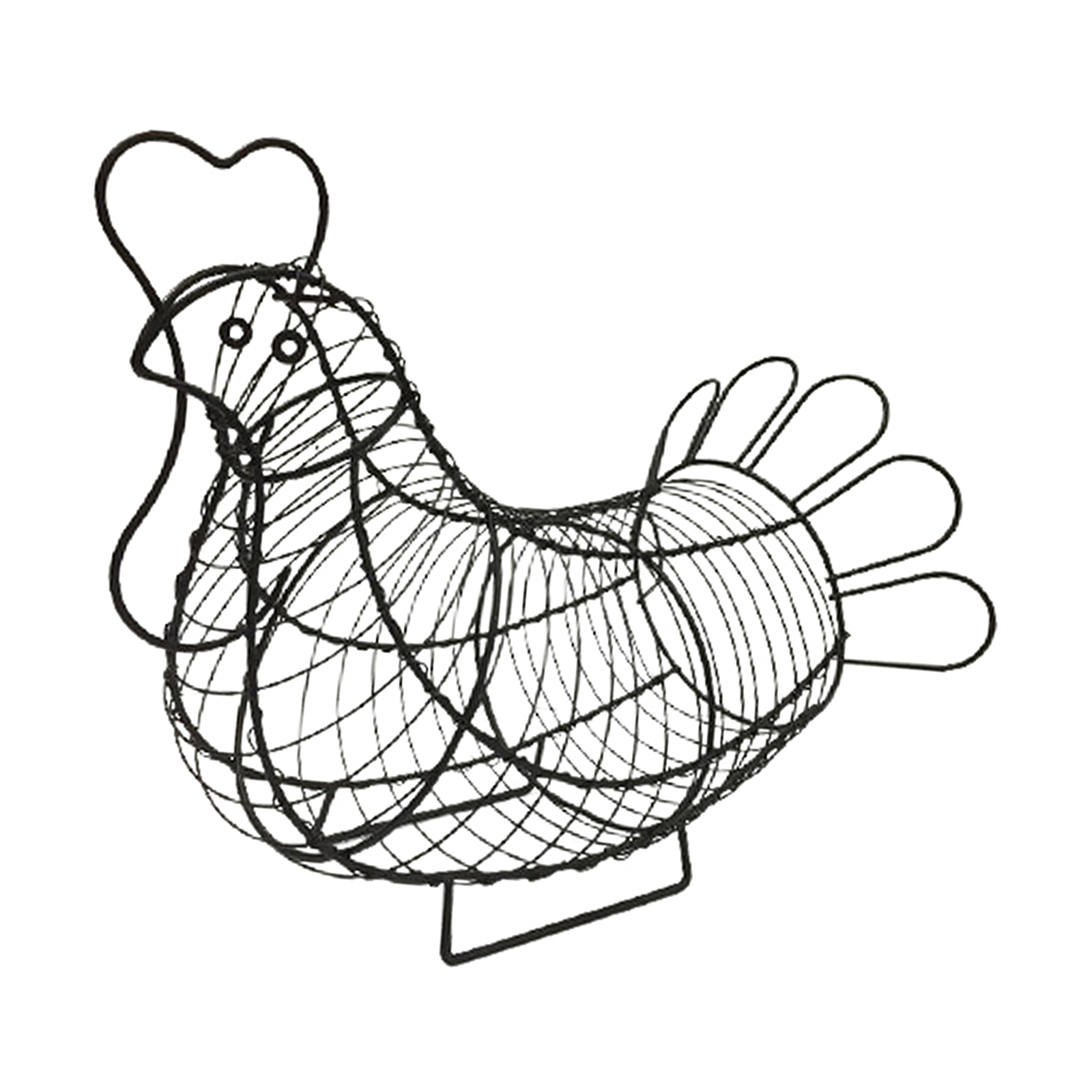 Black Chicken Hen Eggs Storage Basket Wire Art Easter Party Decor Vintage Vegetables Spread Mesh Onions Potatoes Stand