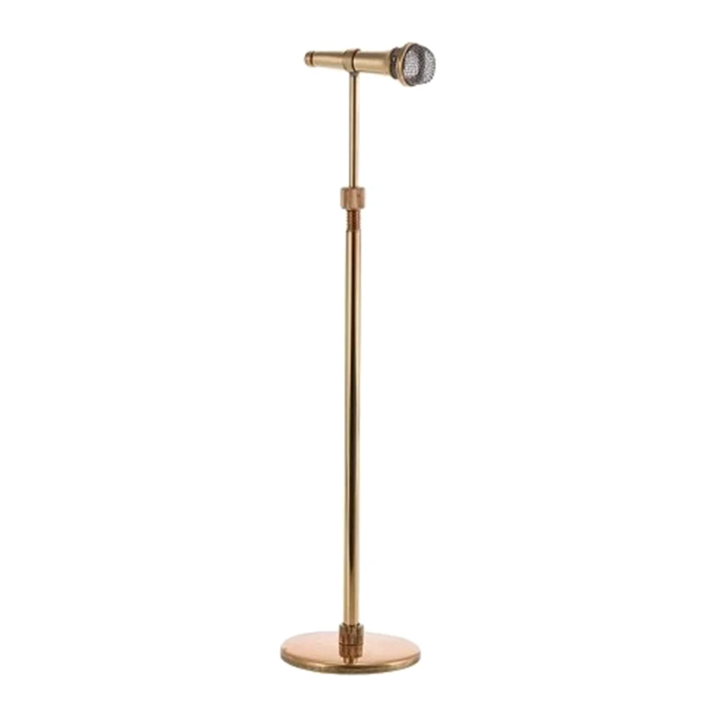 Golden Exquisite Miniature Mic KTV Microphone With Black Case for Musical Decor