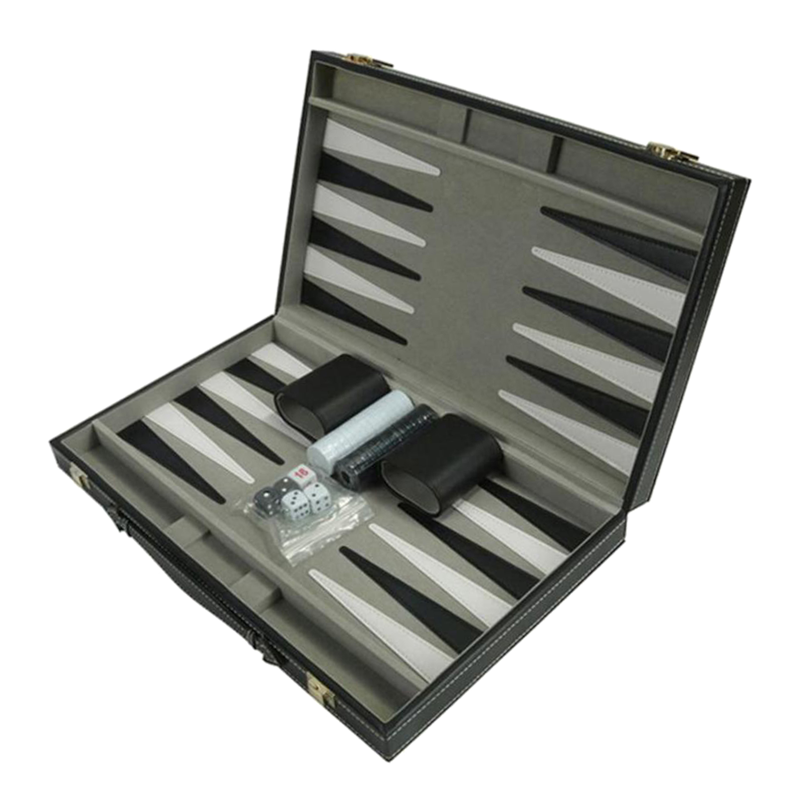 Foldable Chess Board Backgammon Set PU Leather Case Portable with Playing Pieces Nice Gifts