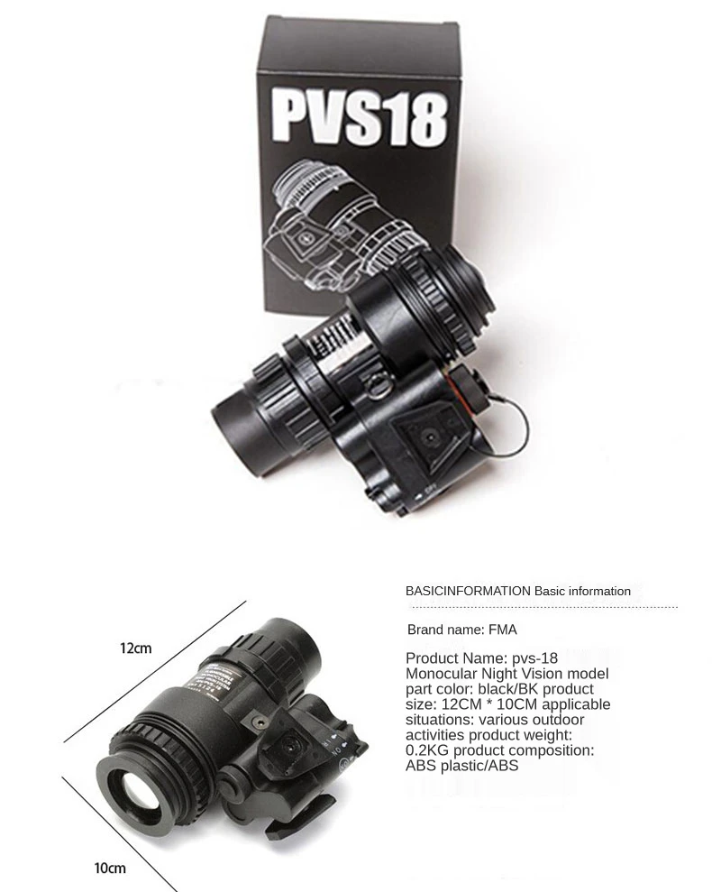 Virtuell Digitales Nachtsichtgerät Modell Monokulare Teleskop AN/PVS-18 NVG DHL 