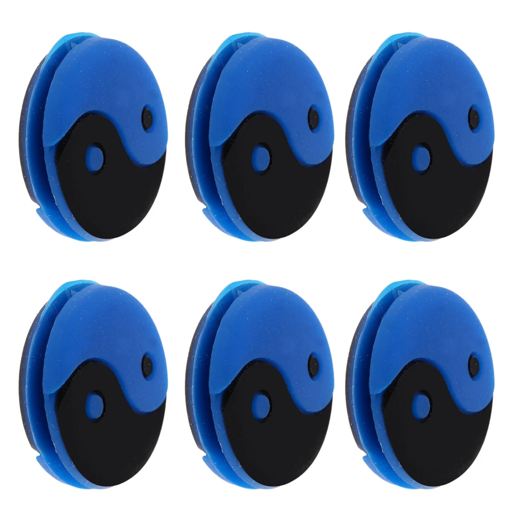 Pack of 6 Yin and Yang Pattern Tennis Racquet Vibration Dampener Blue -