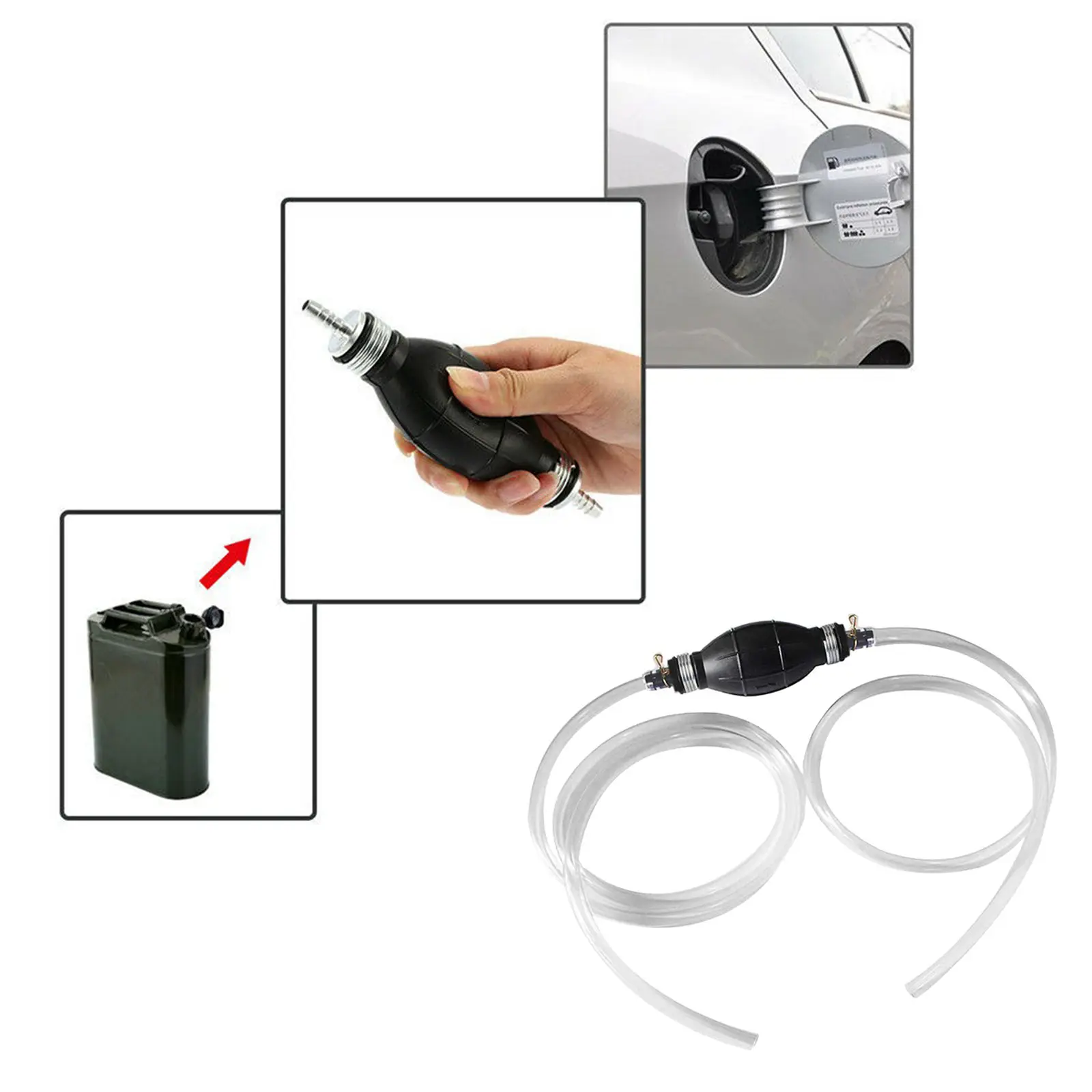 Siphon Hand Pump Portable Manual Car Fuel Transfer Pump for Gas Gasoline Petrol  Oil Liquid Water Fish Tank with 2M Hose