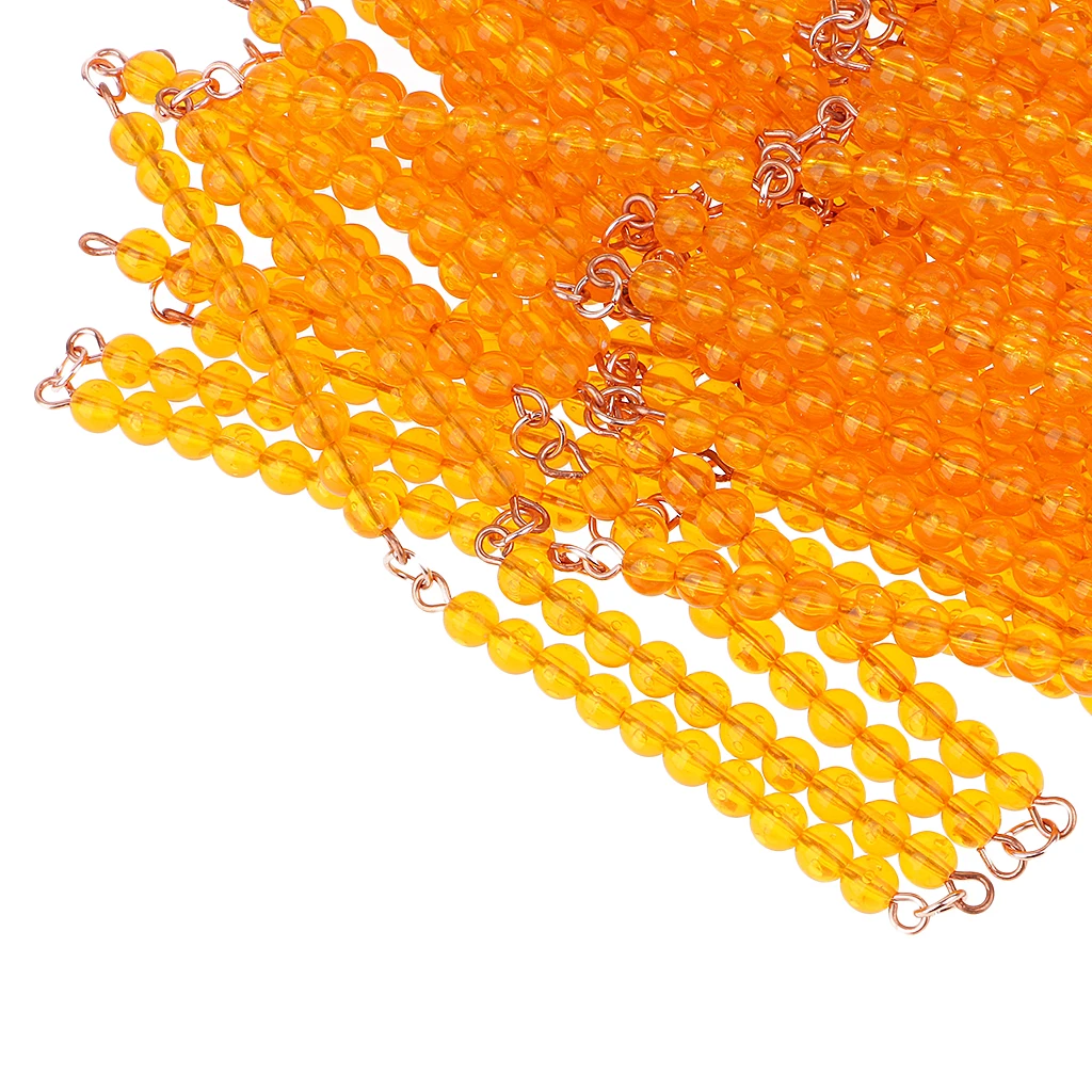 Montessori 1000 Pieces Beads 100 Ten-beads Bar Chain Orange For