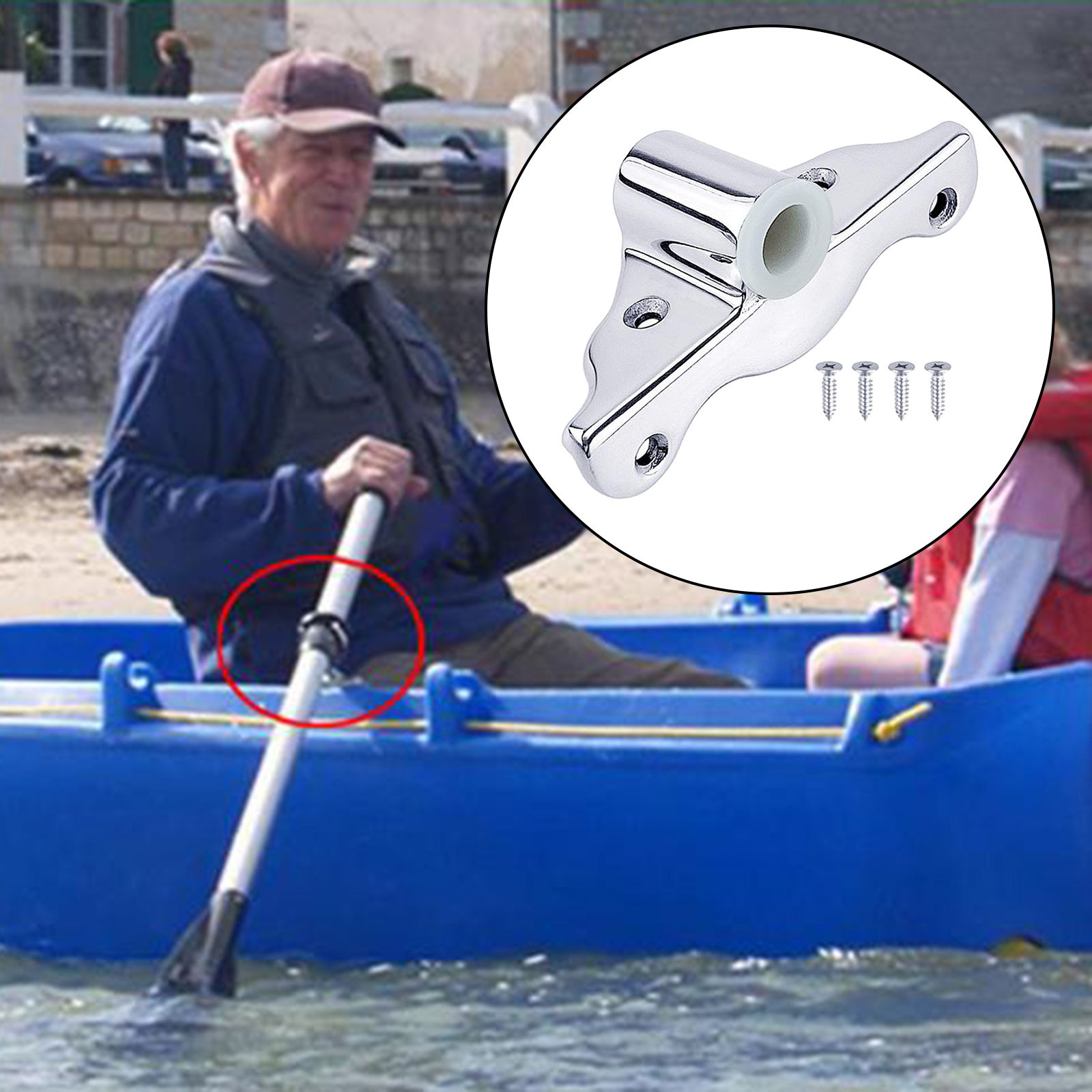 Silver Stainless Steel Side Mount Support Bracket Oar Sockets Replacement Corrosion Resistant