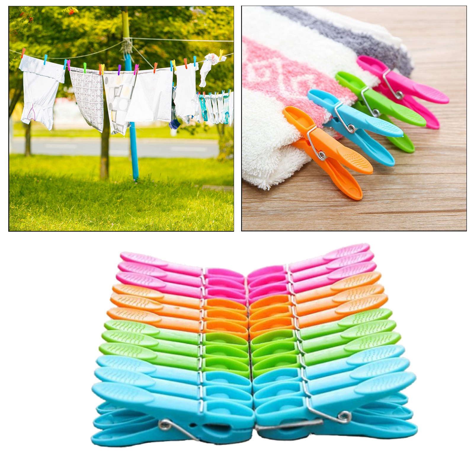 24 Pieces Clothes Pins Cloths Clips Strong Clips Laundry Home Pegs Windproof Clothes Pins for Home Clothes Windproof Supplies