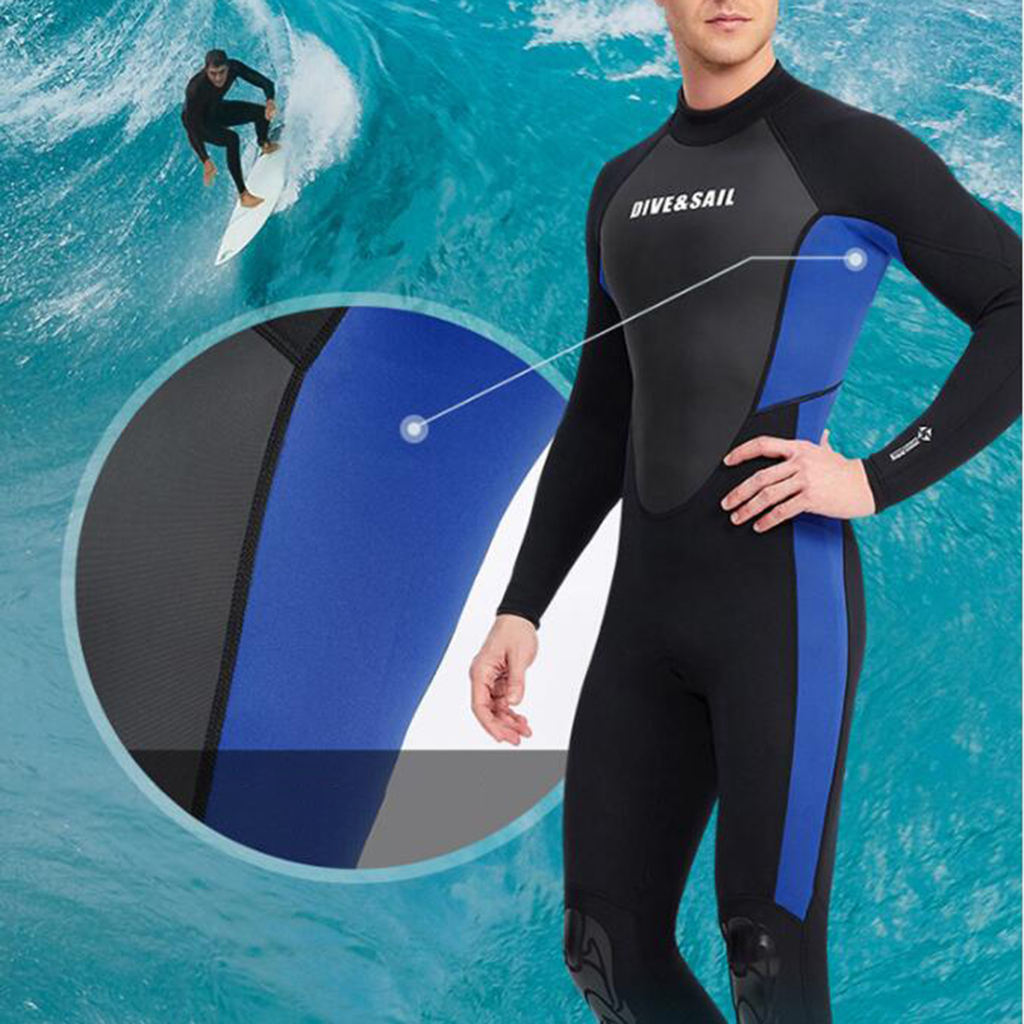 Wetsuits Full Length 3mm Suit One Piece Long Sleeves Back Zip UV Protection for Open Water Water Sports Surf Mens Ladies