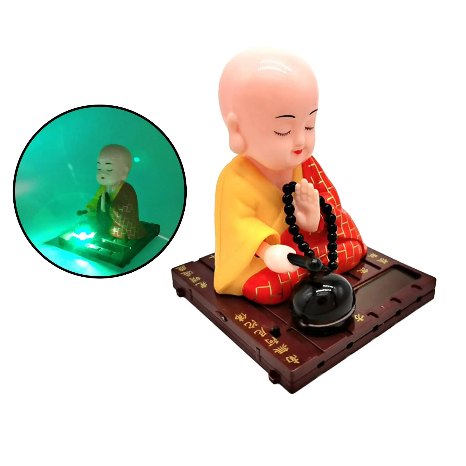 Solar Powered Toy Buddhist Monk Dance Swing Model Toy Dashboard Car Desk Ornament