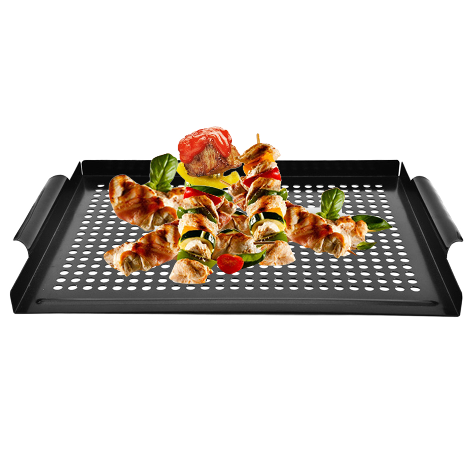 Large Baking Tray Oil Non-stick Baking Dish Seafood Bread Drip Oil Hole Bakeware BBQ Rectangle Kitchen Accessories