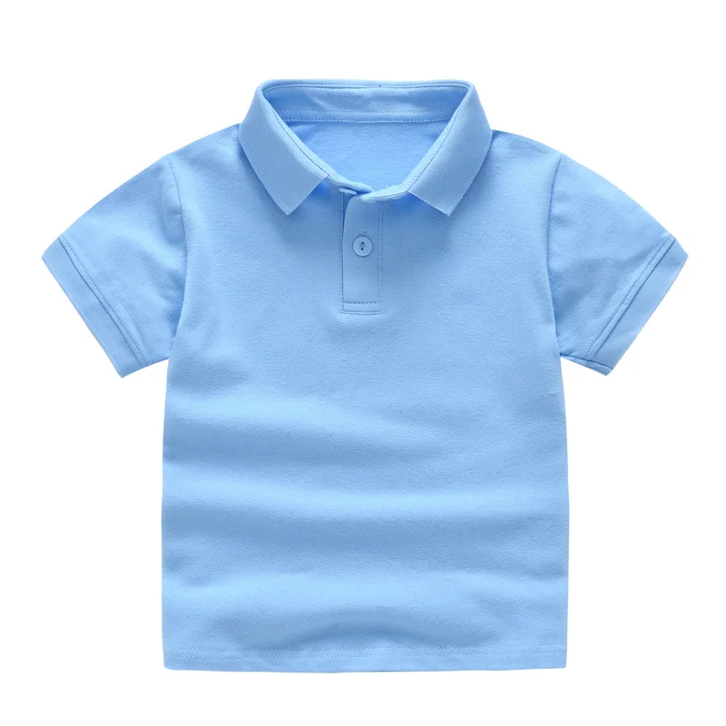 camiseta polo de algodão de camiseta top infantil de cor sólida para meninos moda de verão