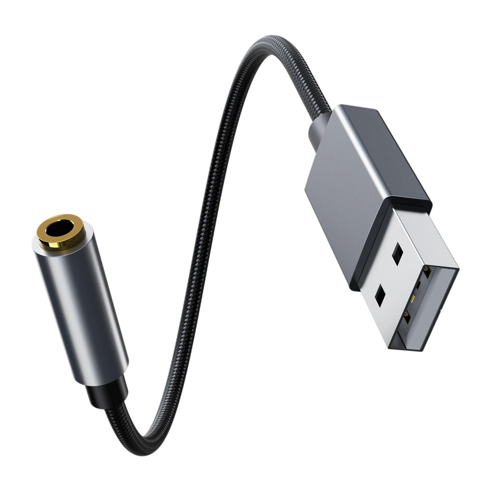 USB to Headphone AUX Adapter Built-In Chip 2 in 1 USB to AUX Cable Usb-A to 3.5mm Converter for PS4 PC Speaker Windows Headphone