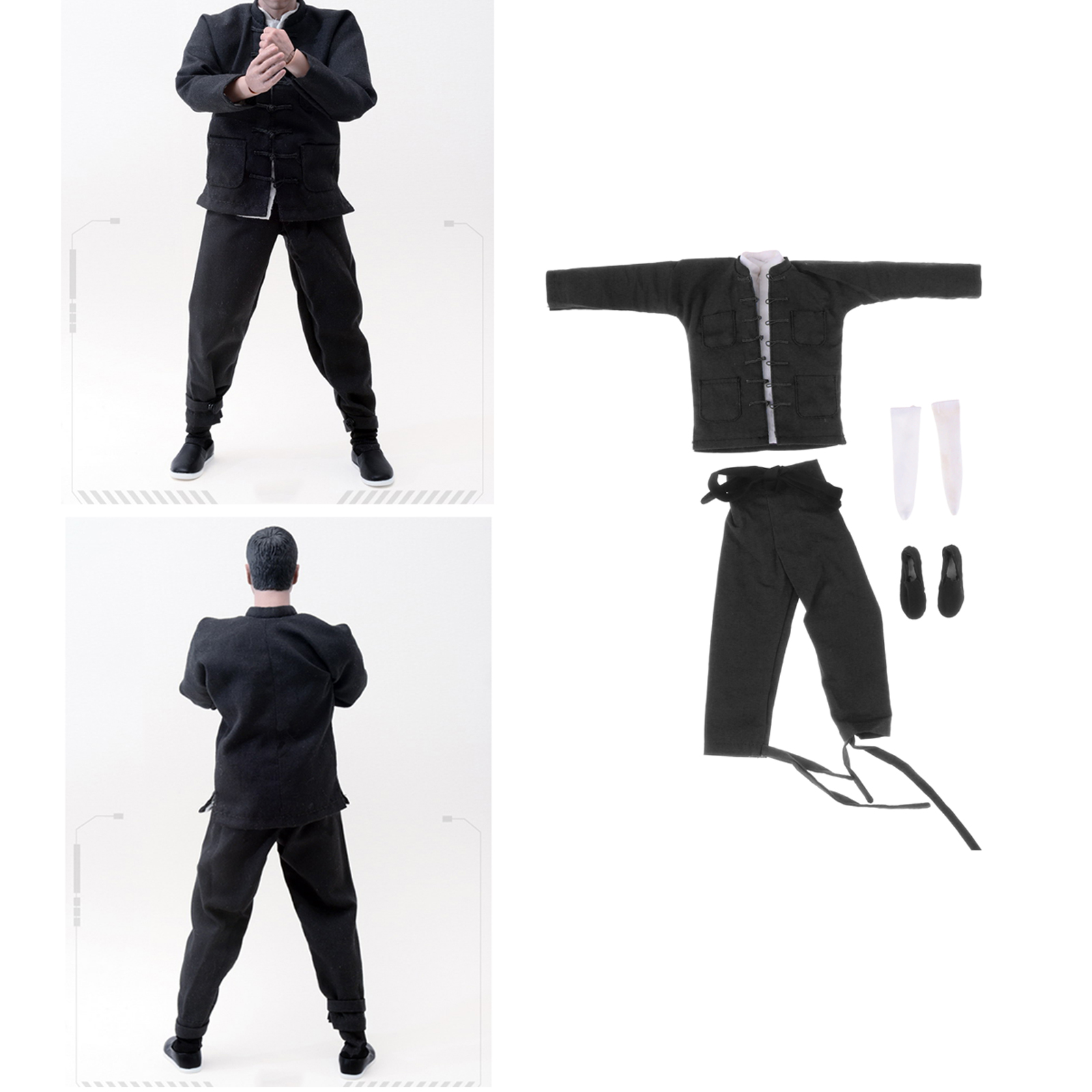 Handmade 1:6 Scale Bruce  Chinese Kongfu Costum Clothes Set Tang Suit for 12 Inch Action Figure Soldier Men Accessories Parts