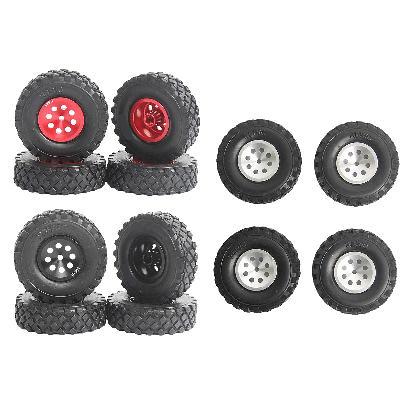 4x RC Car Hub Wheel Rim Tires for 1/16 WPL D12 RC Car Accessory