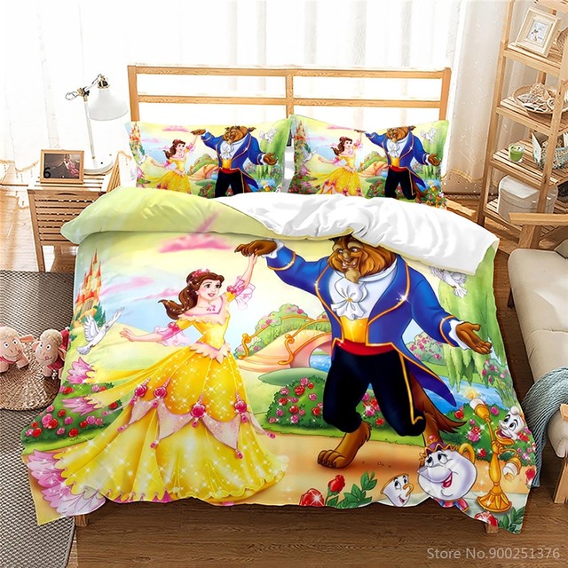 Disney Beauty and The Beast Cartoon Bedding Set for Adult Children