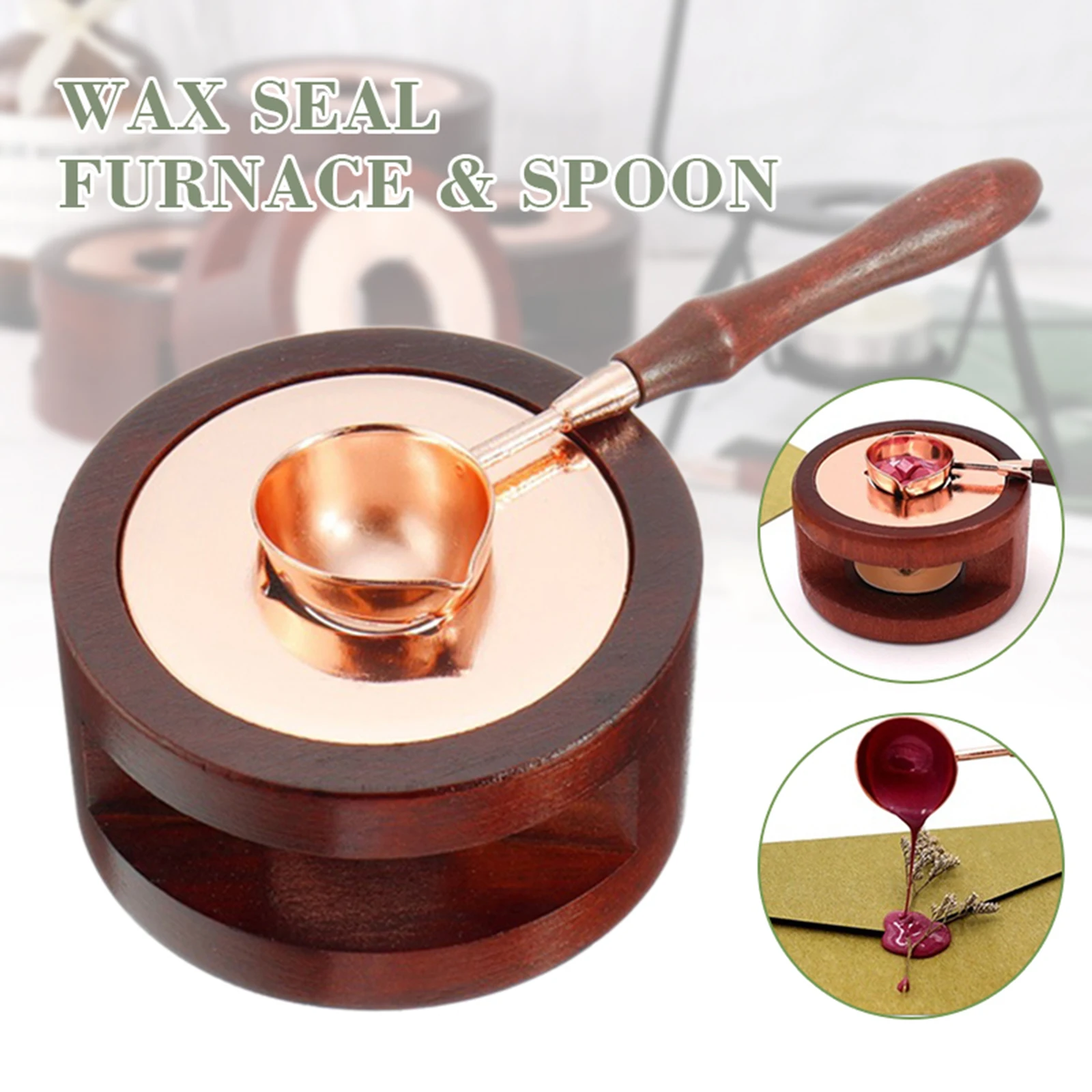 Retro Sealing Wax Furnace Stove Pot Wood Handle Sealing Wax Spoon Wax