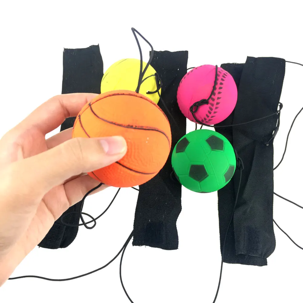 63mm,Random Color Yooha Wrist Band Ball,1PC Return Rubber Elastic String Rebound Ball Wrist Training Sport Toy Fitness Ball 