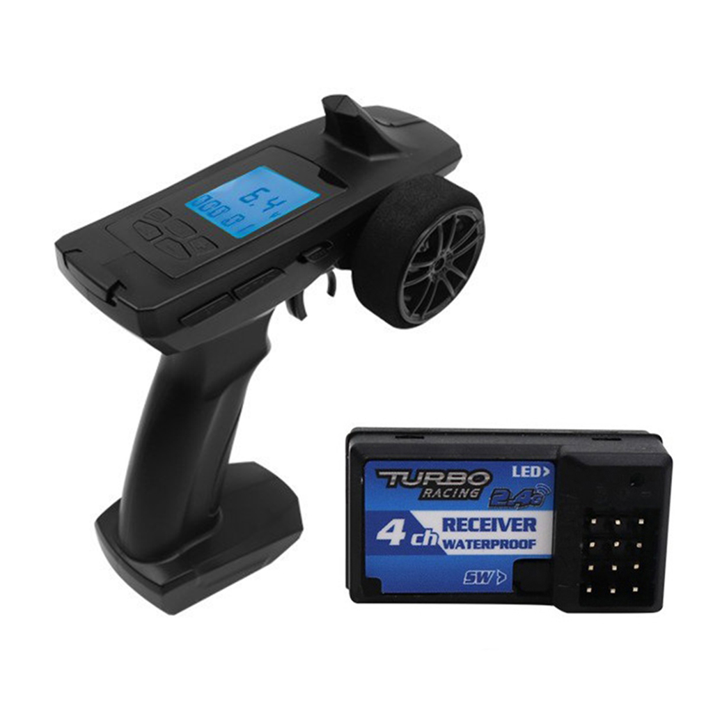 Turbo Racing 2.4G 4CH LCD Display Remote Control Transmitter Receiver 1/76 for RC Car Boat Vehicles Mode