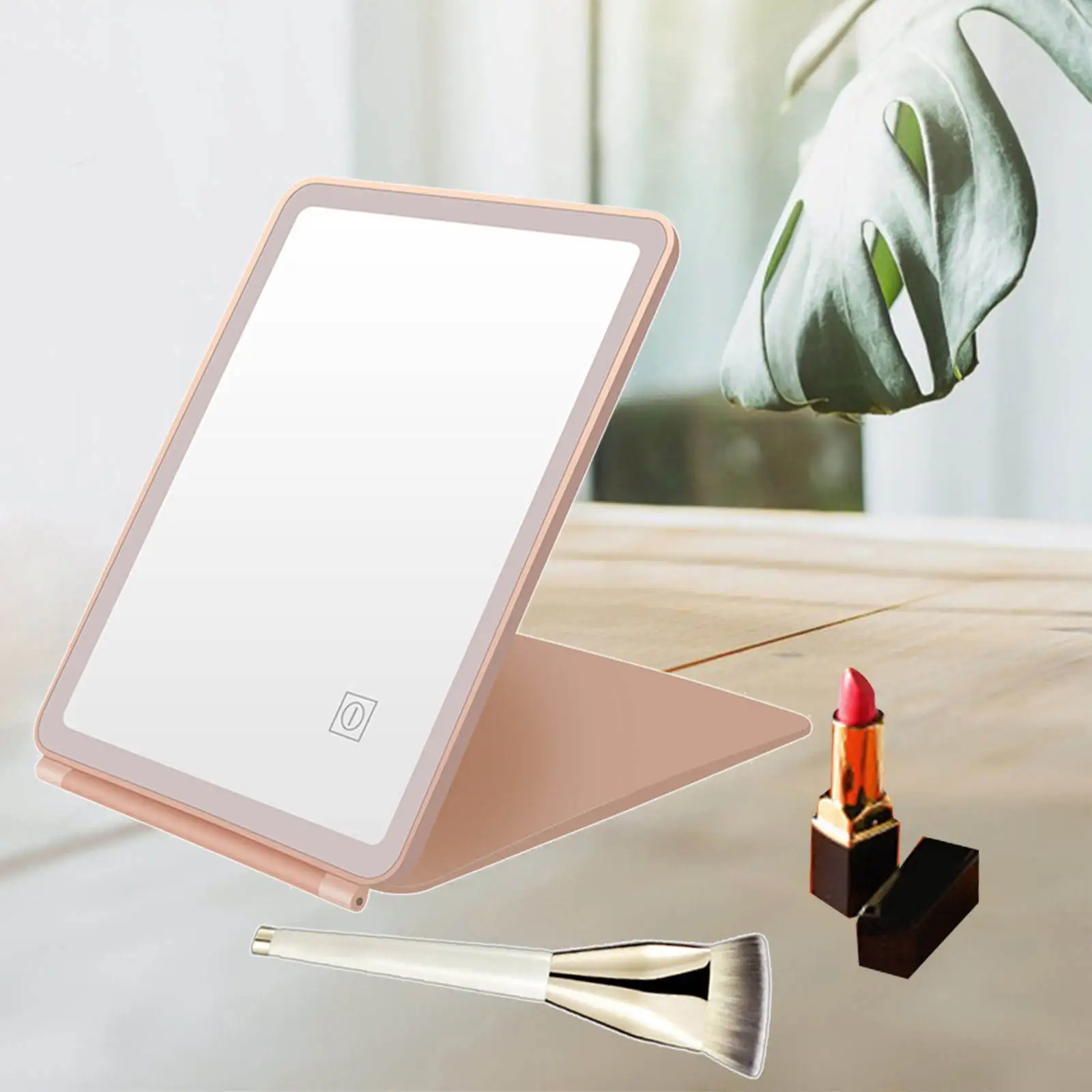 Flip LED Vanity Mirror Touch Screen 120 Adjustable Dimmable Portable Tabletop Mirror for Gift Women Makeup Home Beauty Travel