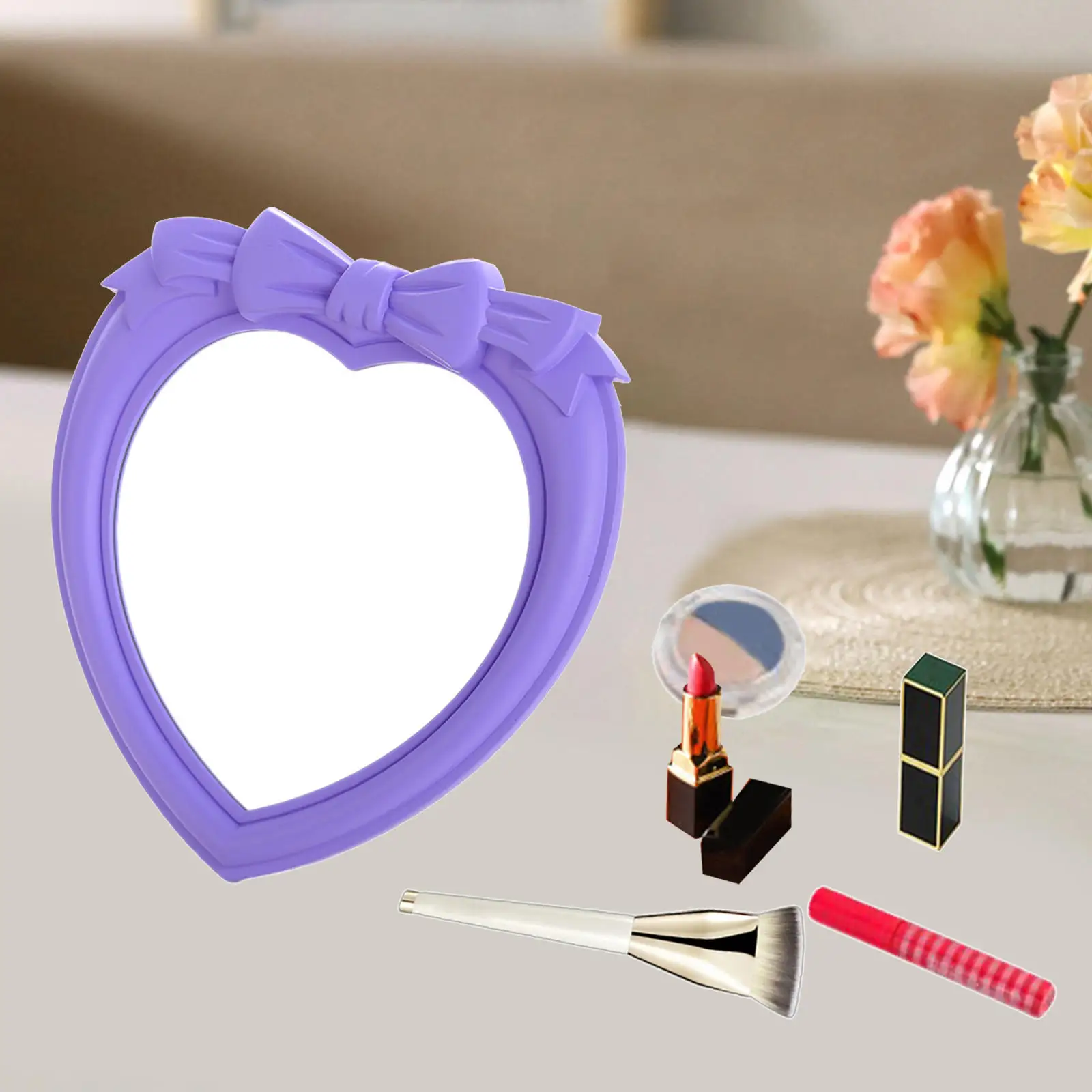 Heart Shape Makeup Mirror Tabletop Vanity Mirror, Versatile, Multi-function