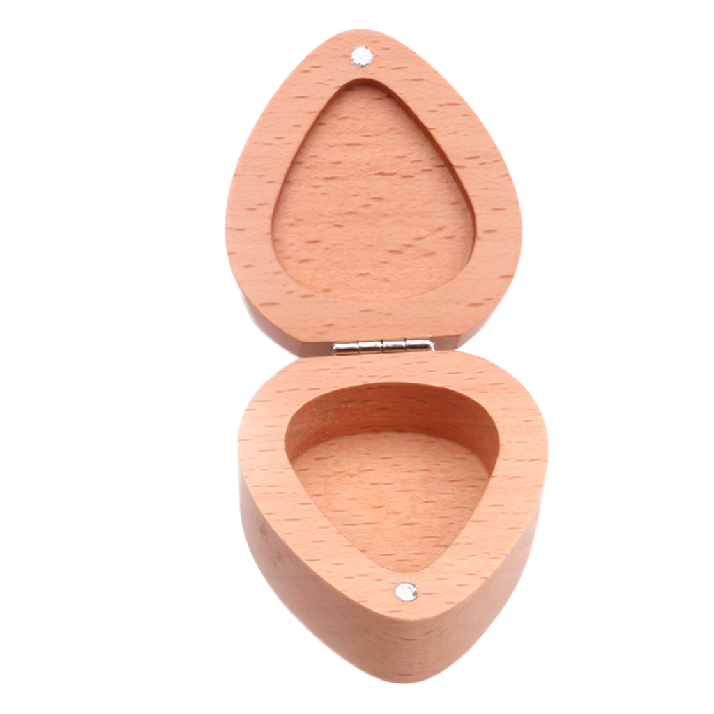 Wooden Heart Shaped Guitar Pick Holder Plectrum Box For Guitar Lovers Musical Gift