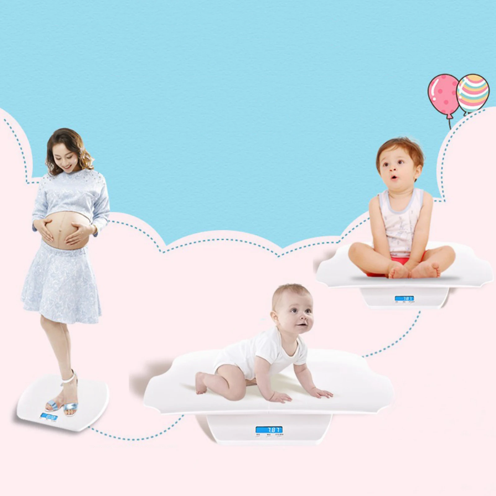 Multi-Function Accurate Baby Scale Kittens Infant Scale LCD Display White