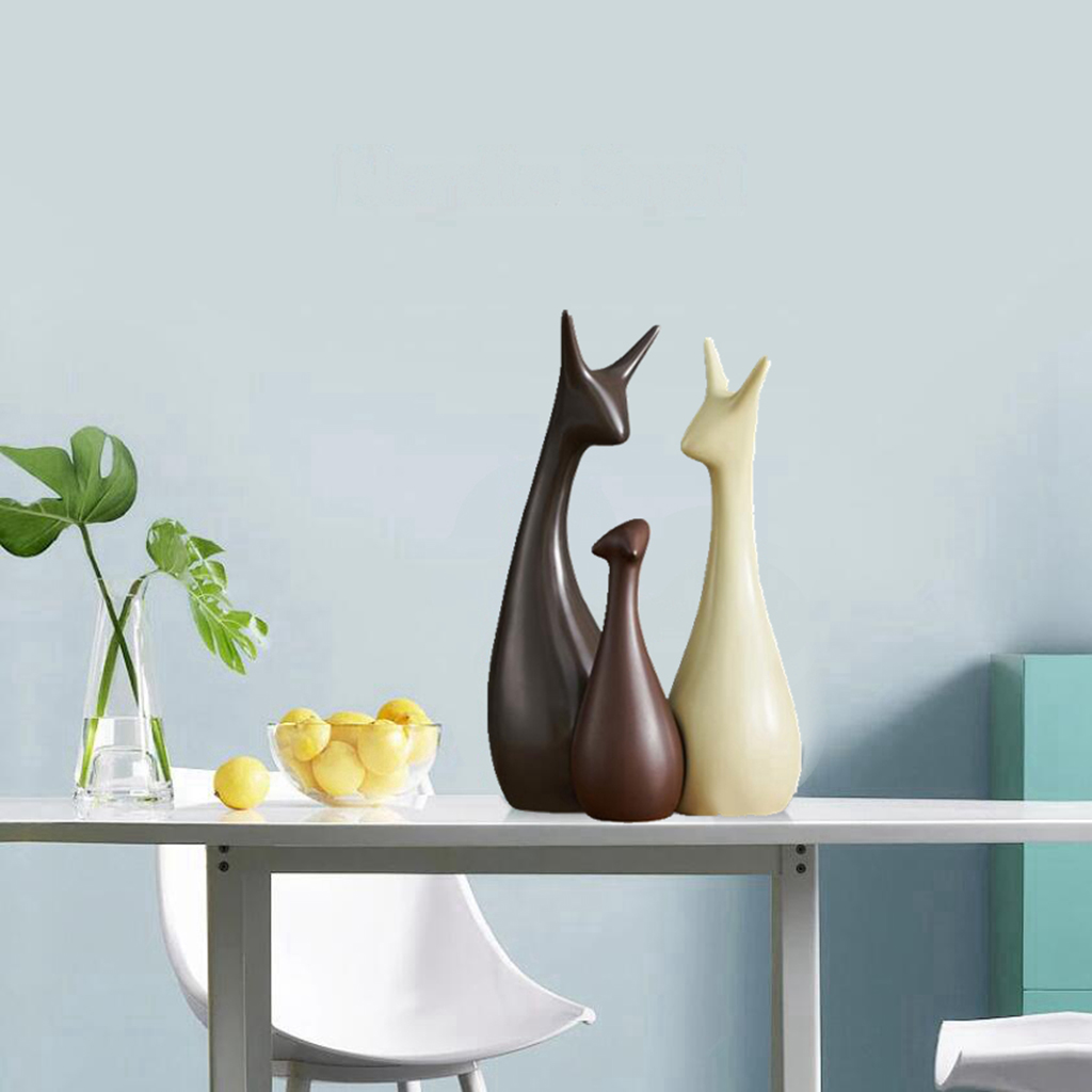 Chic Art Abstract Sculpture Ornament Tree Deer Figurine Statue Cabinet Decor