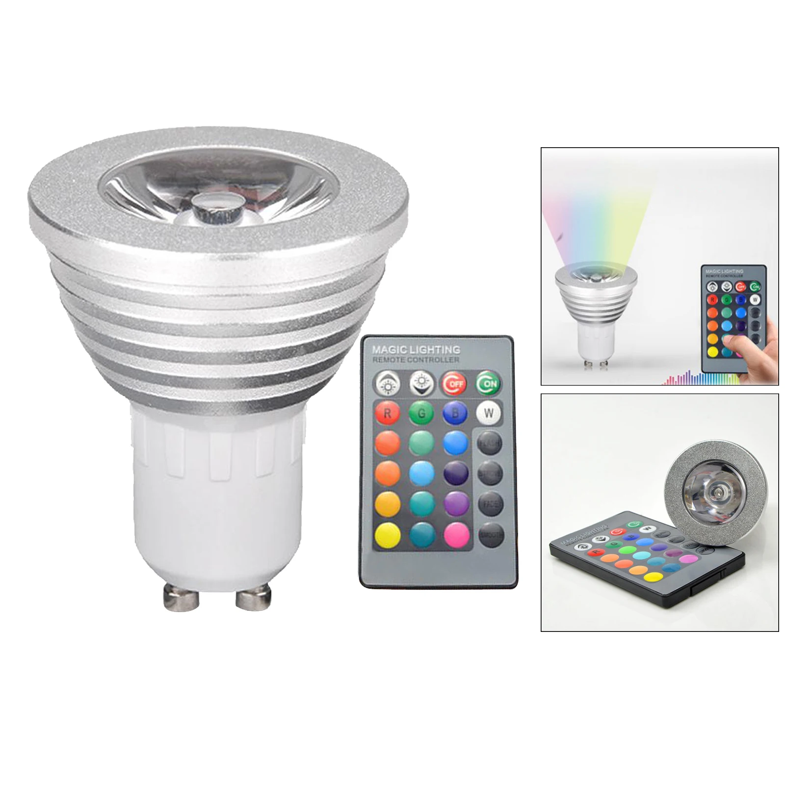 GU10 LED Light Bulb 3 Watt Color Changing RGB Dimmable LED Light Bulbs with Remote Control