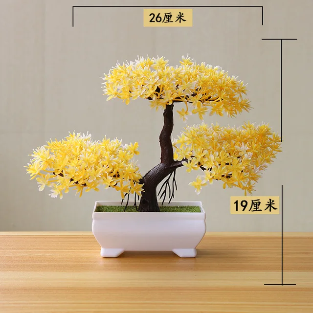 Árbol bonsái Artificial en maceta, pino japonés Zen para dormitorio, granja  - AliExpress