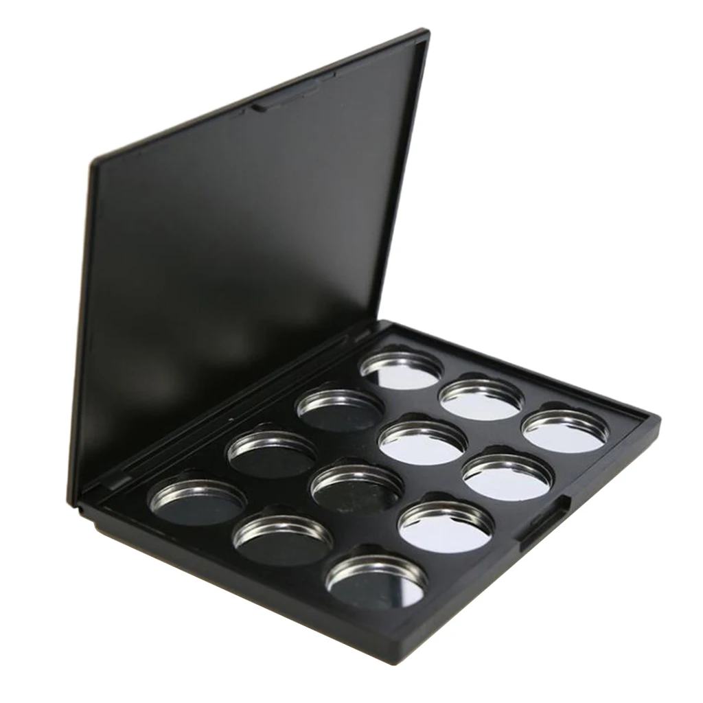 Empty Magnetic Palette for Eye Shadow Eye Makeup Loose Powders Storage, With 12 Pieces Inside Aluminum Pans, Black