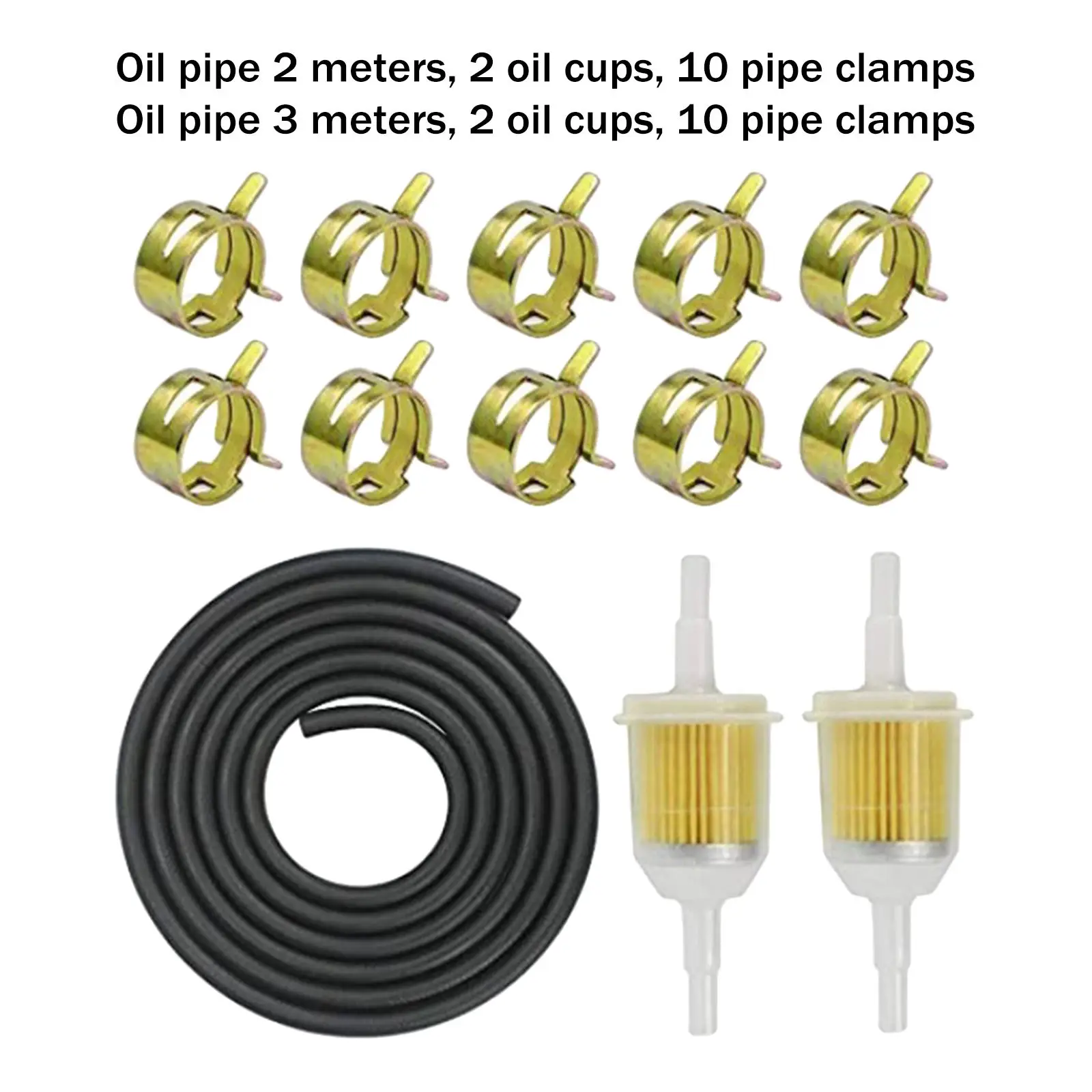 Fuel Line Hose Set 10Pieces Hose Clamps for Small Tractors Lawn Mowers Motorcycles Weight Machines Accessories Parts