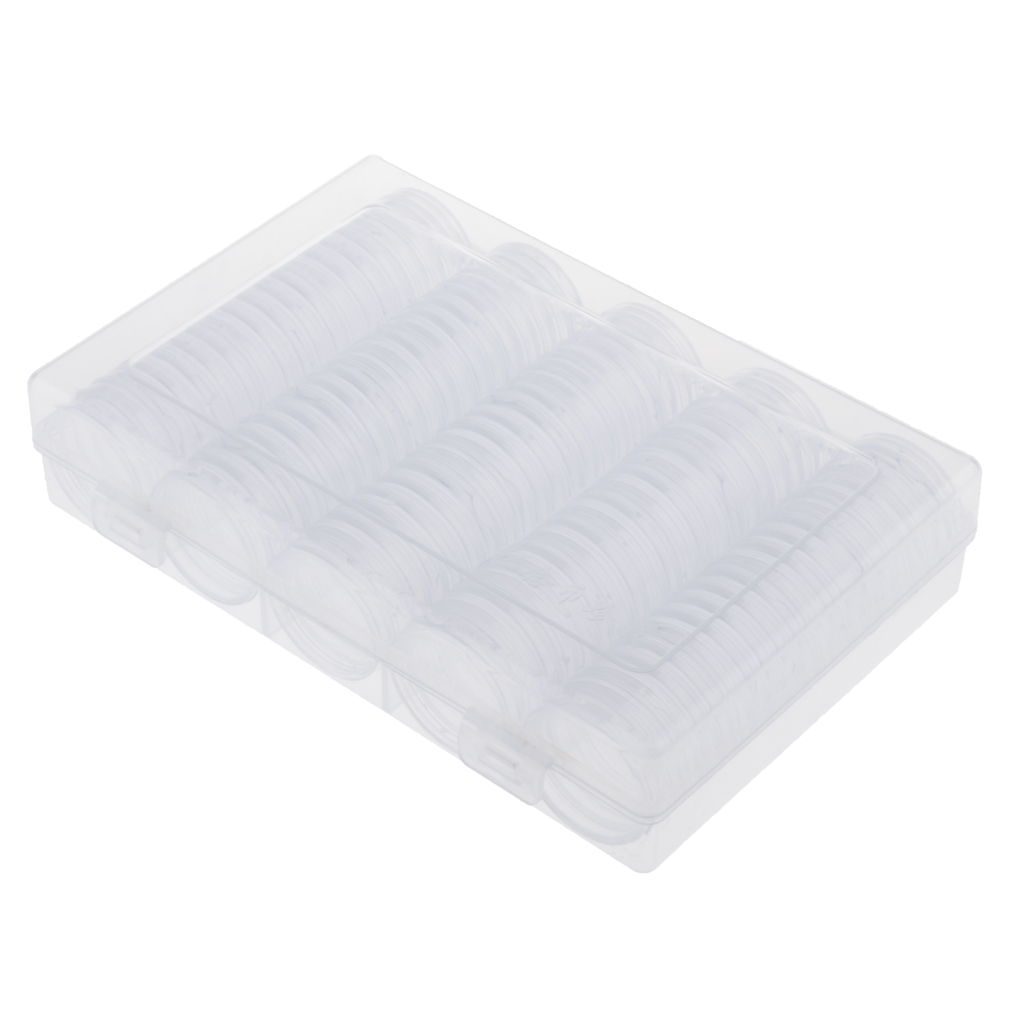 100 Pieces Transparent 20.5mm Coin Display Storage Box Round Capsules Set