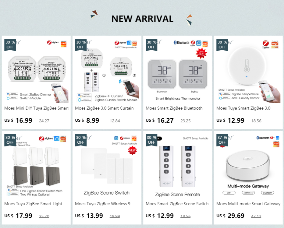 Interruptor de luz inteligente moes tuya zigbee,