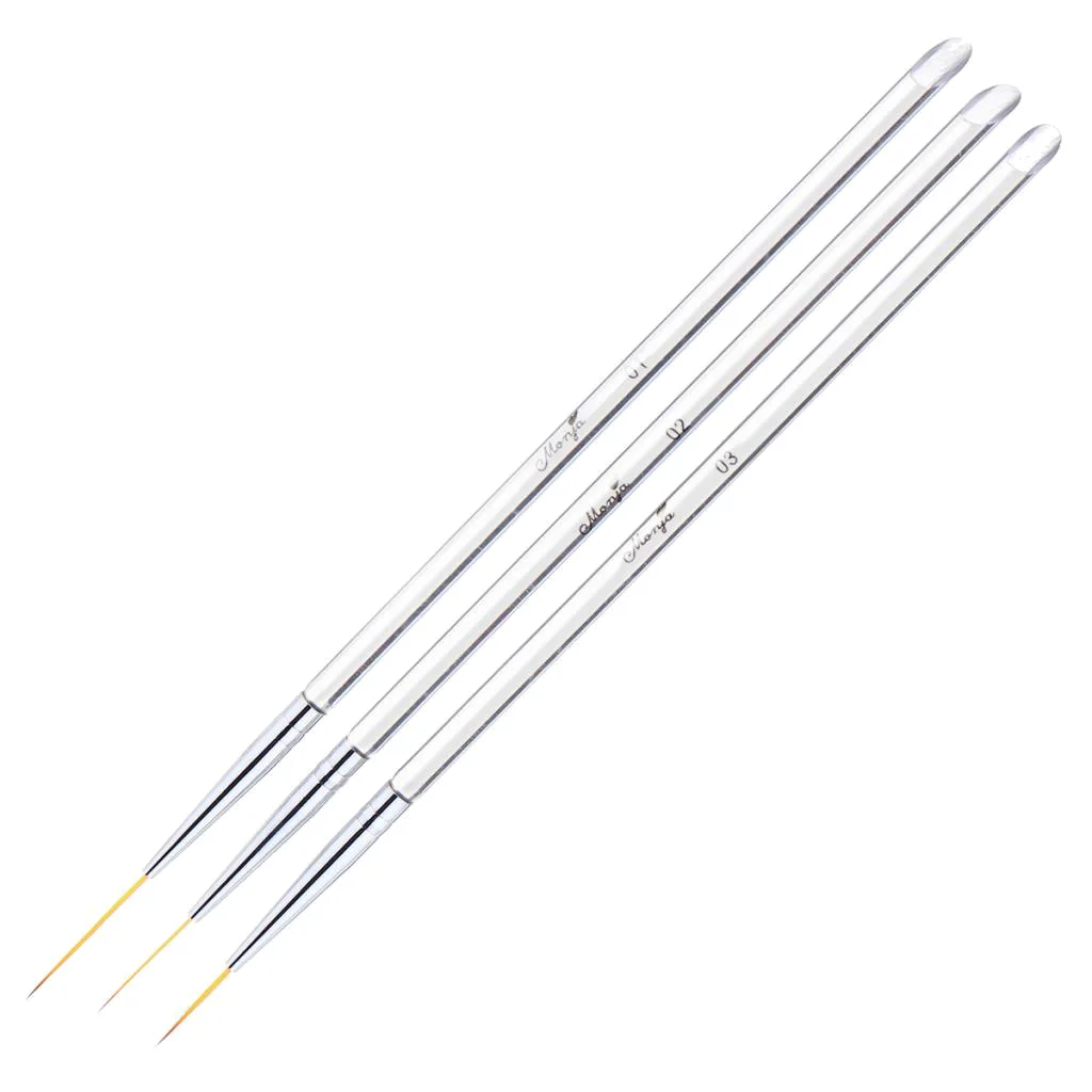 Pack of 3 Professional Nail Art Drawing Painting Pen Brush   Liner Brush