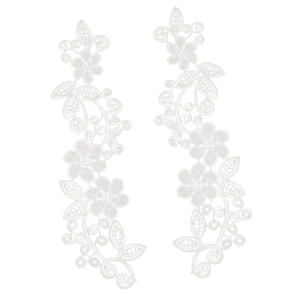 fityle 1 Pair White Embroidered Floral Neckline Lace Collar for DIY Sewing Craft for bridal wedding apparel DIY Sewing Projects