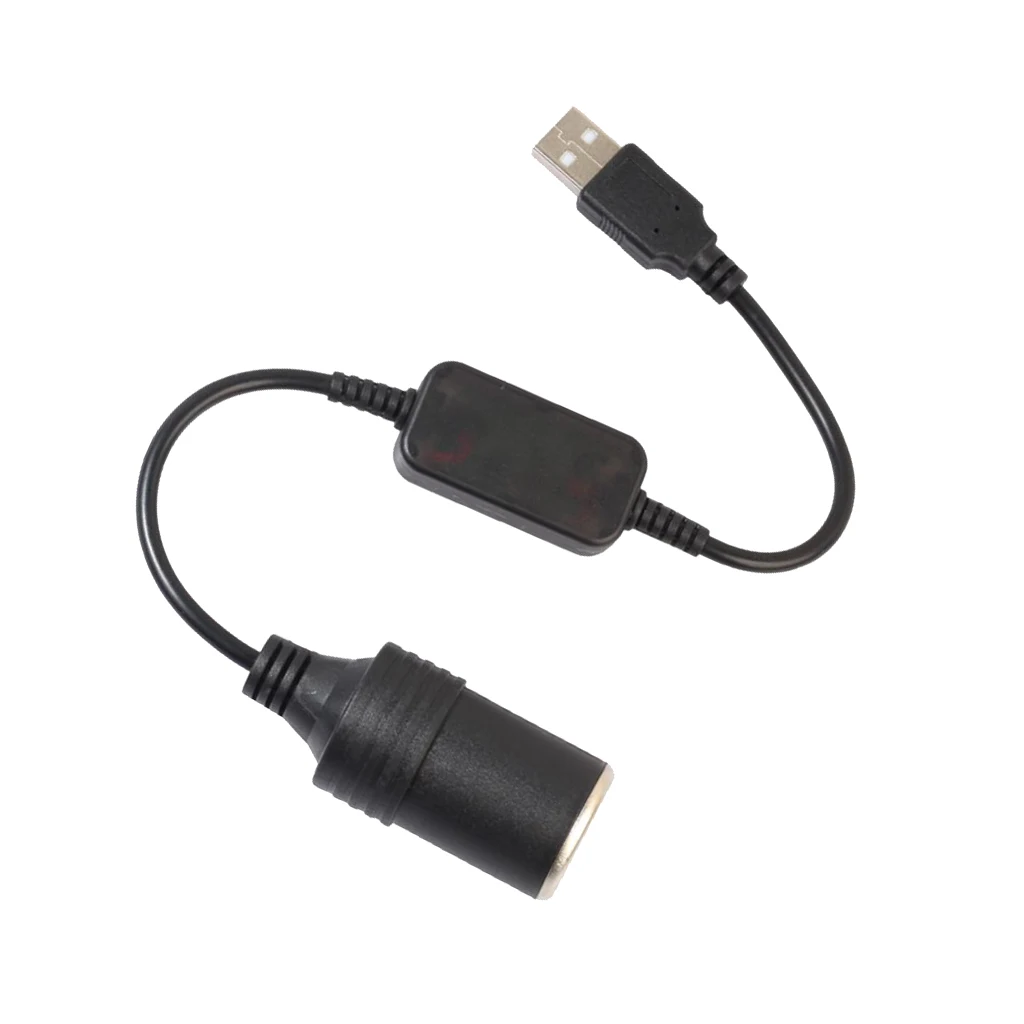 Length: 30cm  5V 2A USB To 12V 1A Female  Lighter Socket Power Converter