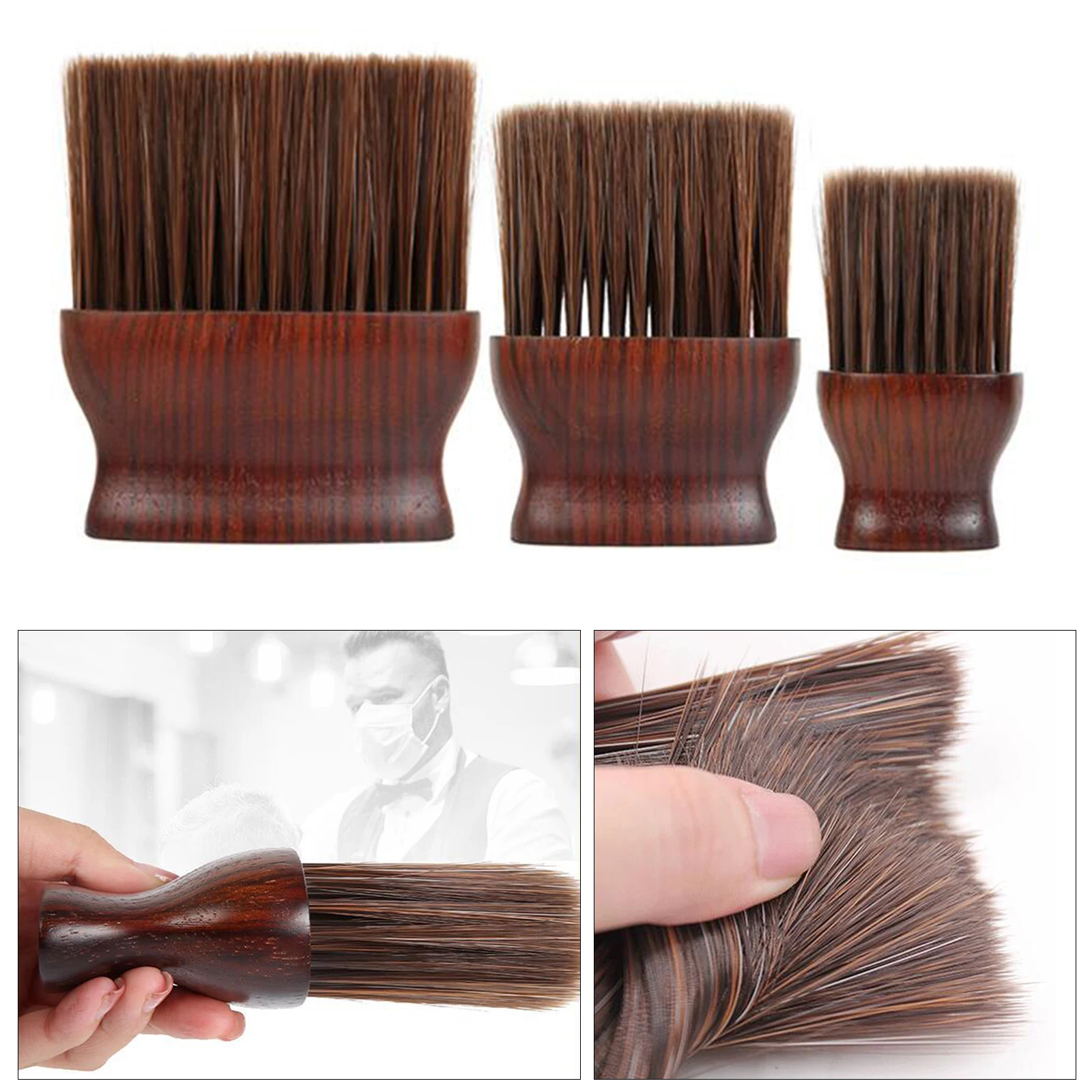 Salon Hair Cutting Duster Brush Fiber Wood Handle Cutting Kits Skin-friendly