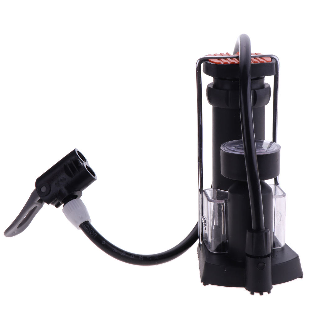 Portable Foot Activated Floor Pump Bike Foot Pump with Gauge, Suitable for Bike Tire, Motorcycle Tire and Inflatable Ball