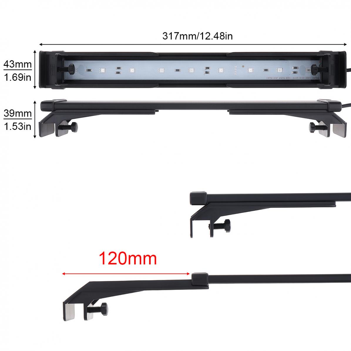 Conduziu a Lâmpada Extensível do Tanque de Peixes do Suporte Impermeável com Controle Remoto para a Luz Aérea do Aquário 22-72cm 2 Luzes e Iluminação