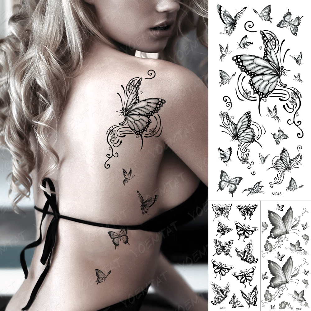 Best of Dark Butterfly Sexy Waterproof Temporary Tattoo Sticker India Women Back Waist Flash Tatoo Girl Body Art Fake Tattoos Realistic Reviews & Tips