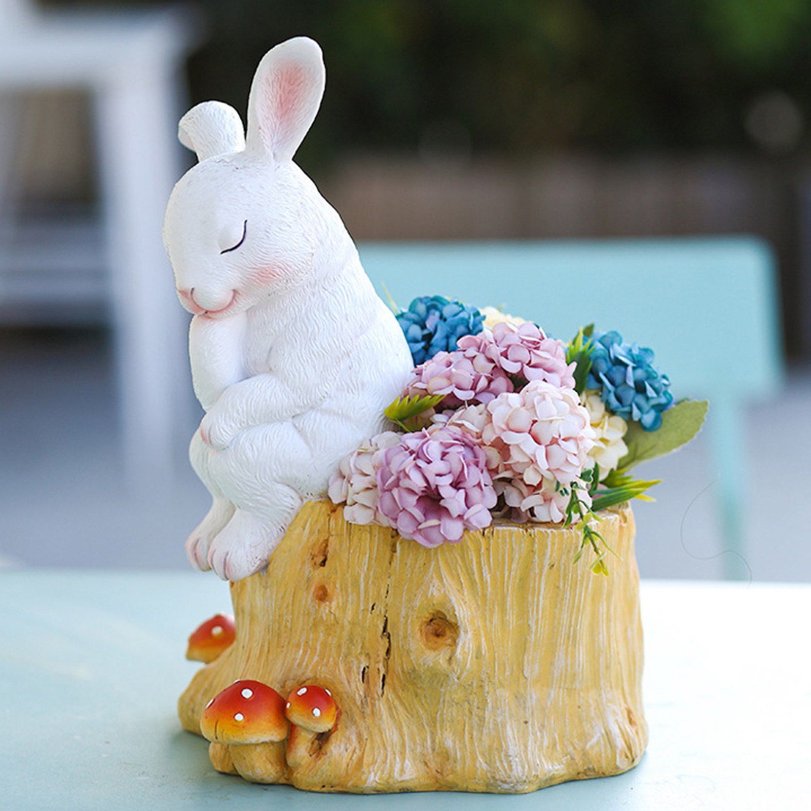 Succulent Planter Pot Bunny Statue Window Box Desk Organizer Lawn Decoration