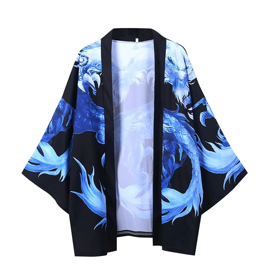 mens suede jacket Men Dragon Kimono Cardigan Robe Helf Sleeve Kimono Cardigan Fashion Men's Kimono Cardigan Oversize Shirts Printed Shirt mens designer jackets