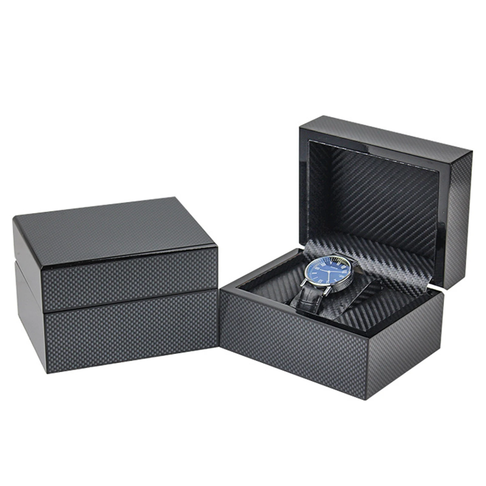 Single Watch Box Jewelry Earrings Rings Necklace Case Organizer Holder Black