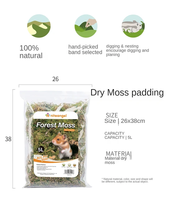 Forest Dry Moss Hamster Golden Bear Nest Bedding Clean Dust-free Natural  Material Hamster Cage Landscaping Small Pet Accessories