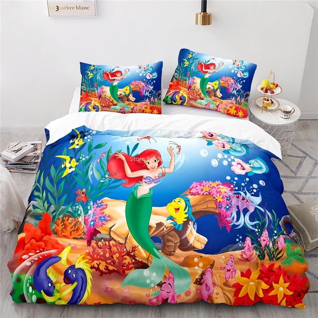 Disney Cartoon The Little Mermaid Ariel Bedding Set Queen King