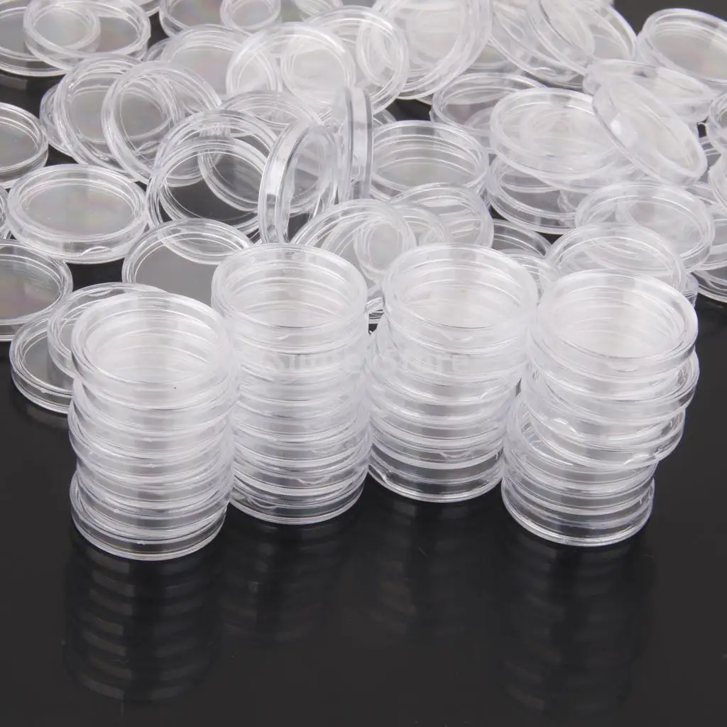 200x 21mm Applied Clear Round Case Coin Storage Capsule Holder Round Plastic