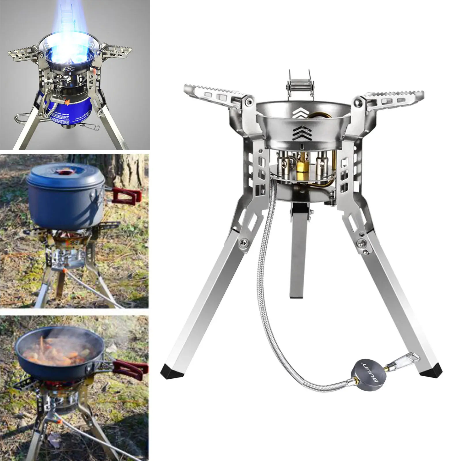 6800W Gas Stove Camping Burner Strong Fire Outdoor Camp Cooker for Outdoor Camping Hiking Picnic Fishing Gear Cooker
