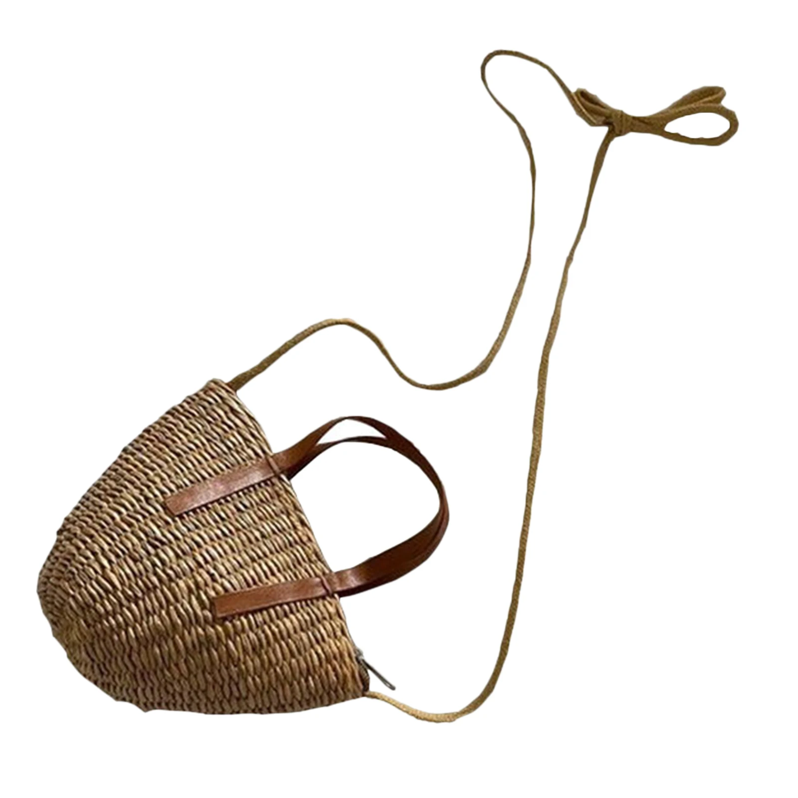 Cute Bamboo Children`s Bicycle Basket with Lid and Shoulder Strap,Handwoven Rattan Basket,Fashion Basket Bags for Kids