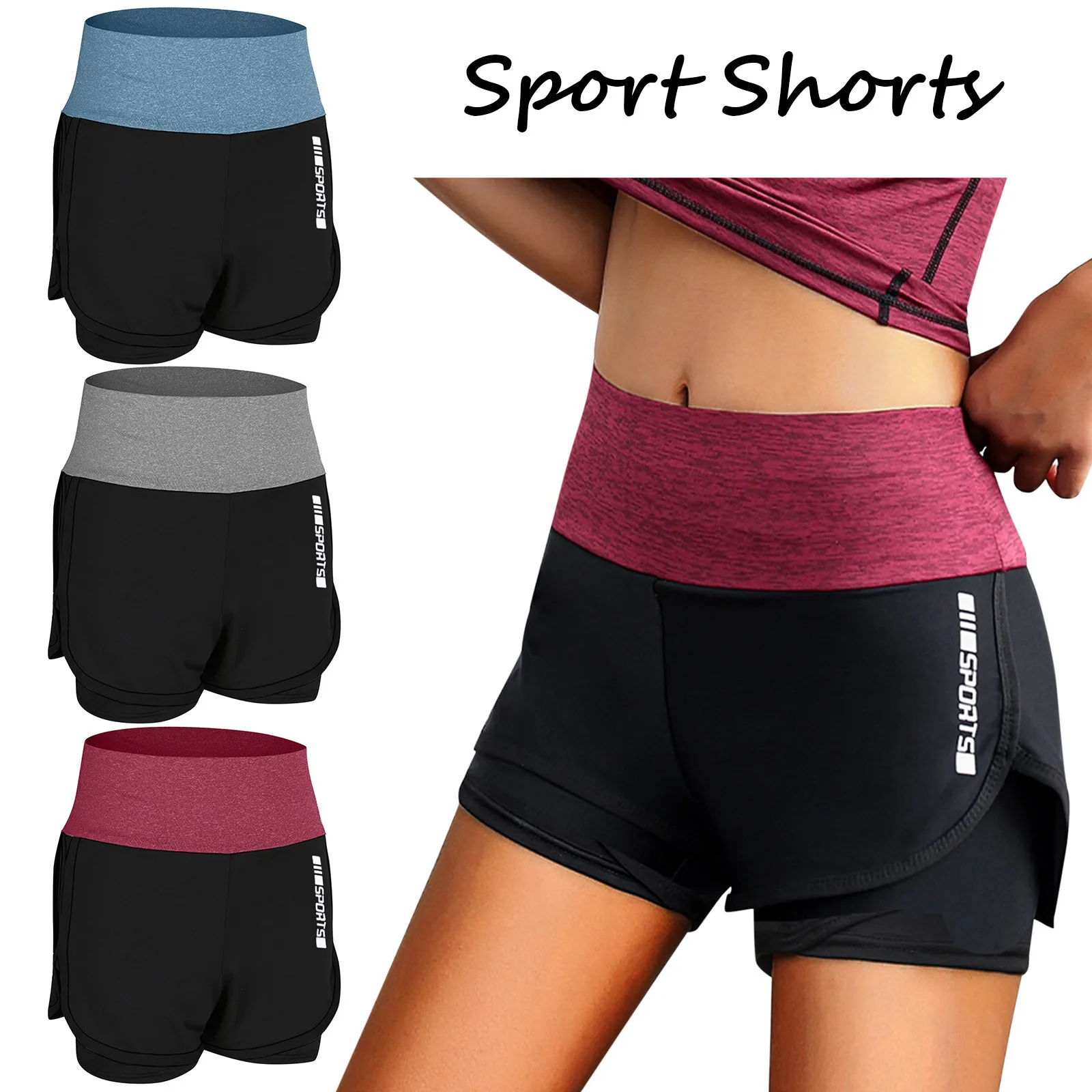 Women Casual Stretch Strethcy Patchwork Sport Short Pants Clothes Breathable Running Sportswear Fitness Clothing Dropshipping leather shorts