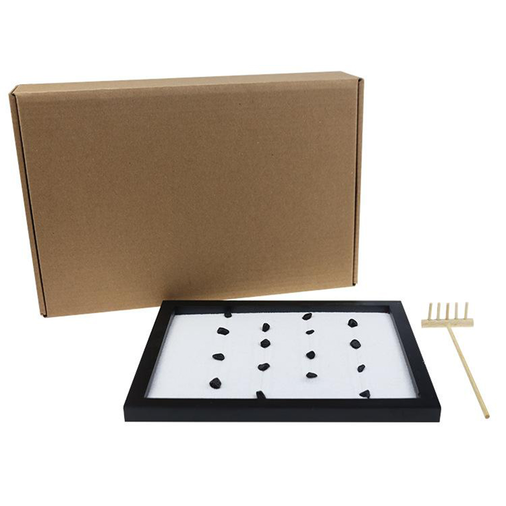 Zen Garden Set  with Free Rake Base Tray Nature Stone for Desk and Office