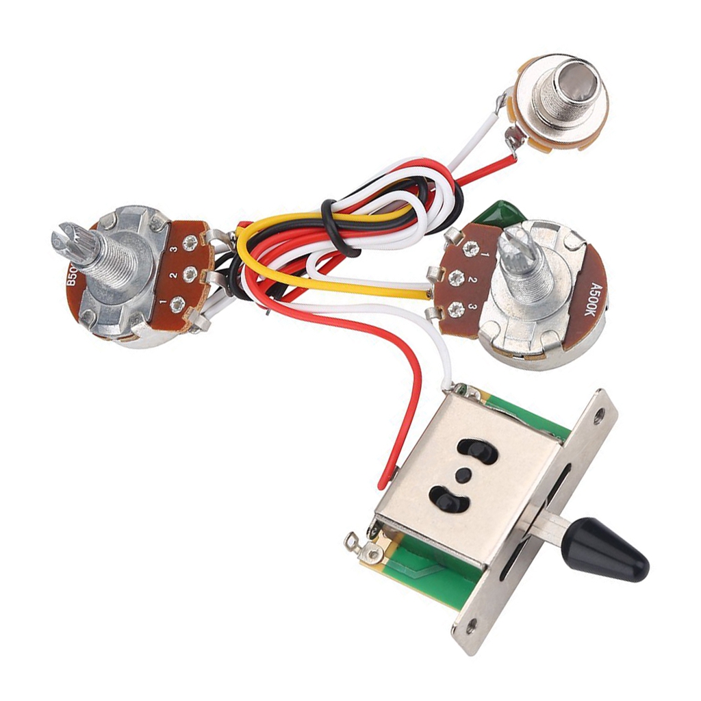 Tooyful Set of Electric Guitar Wiring Prewired Harness Kit 3 Way Toggle Switch with 1 Volume 1 Tone 500K Pots